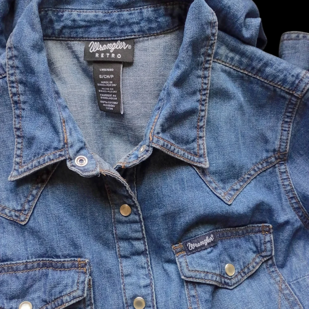 Wrangler Denim Long Sleeve Shirt Dress Blue - Picture 4 of 7